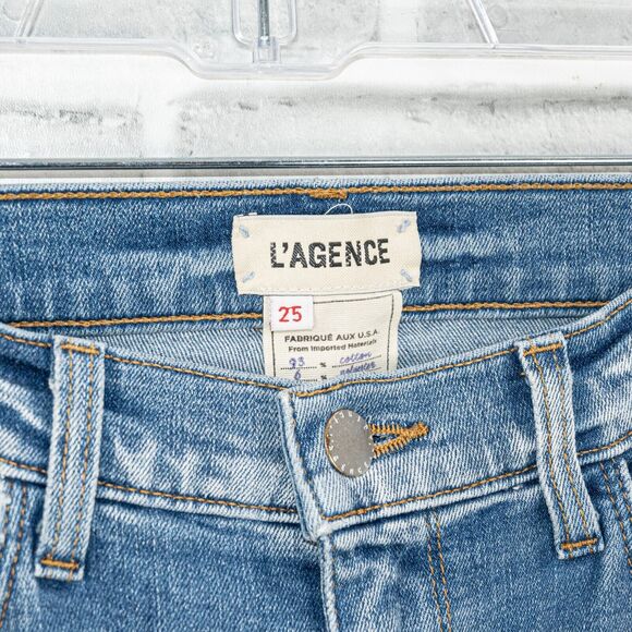 L'AGENCE $285 Sada High-Rise Cropped Slim Denim Jeans Raw hem Size 25 - Picture 6 of 11